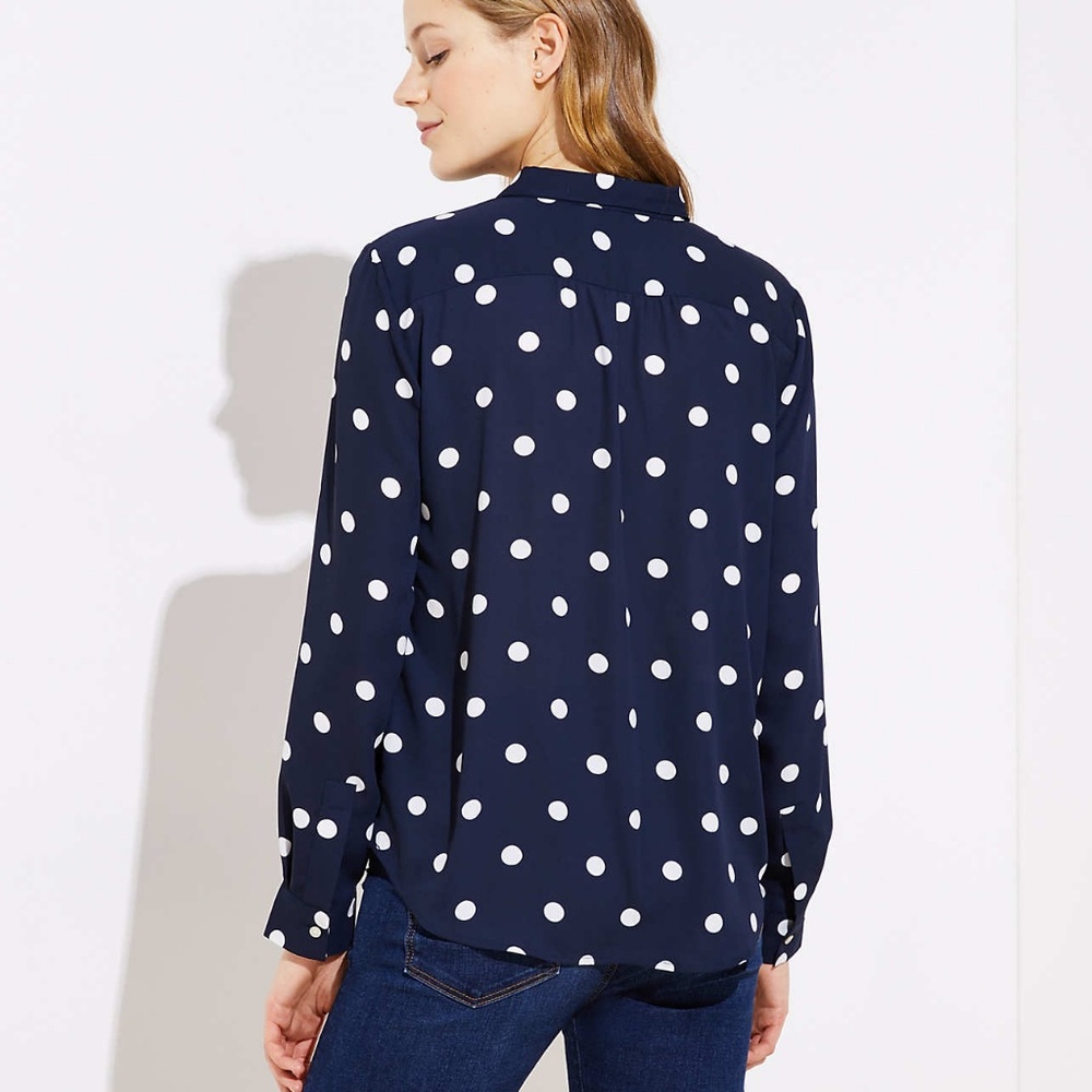 Dotted Collar Split Neck Blouse - image 3